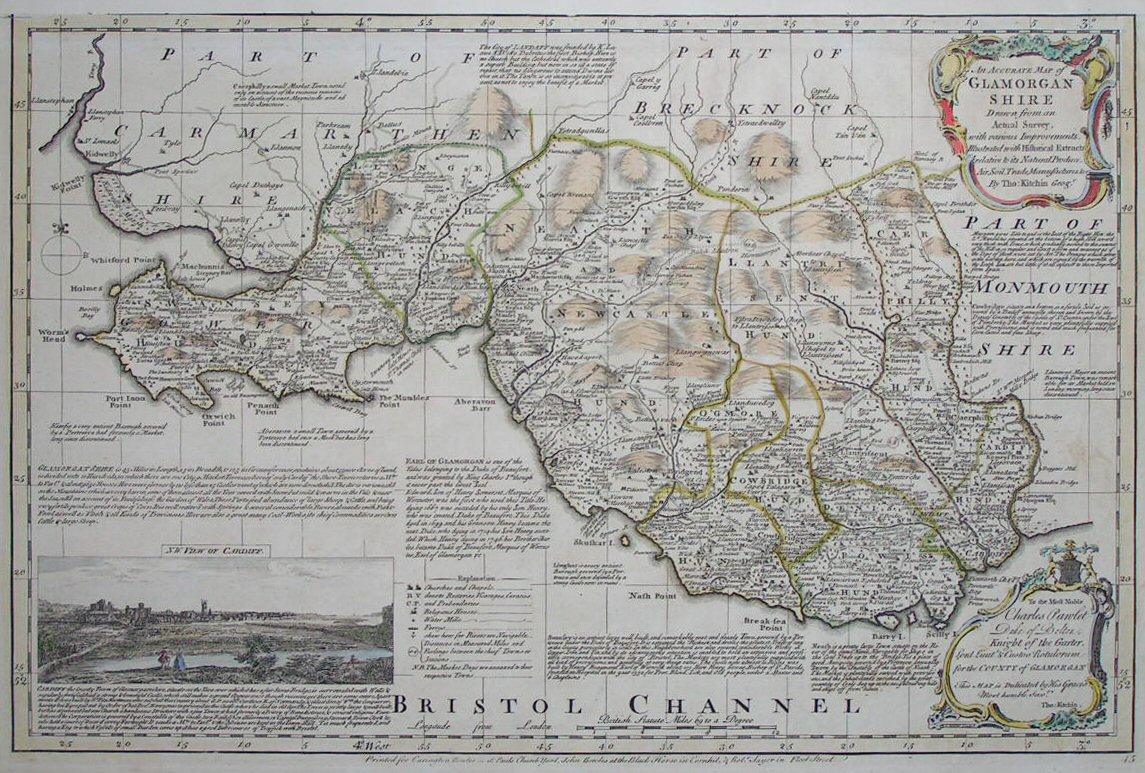 Map of Glamorganshire - Kitchin